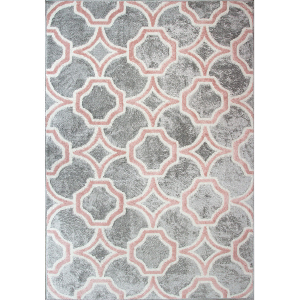 Modern Grey Blush Trellis Living Room Rug