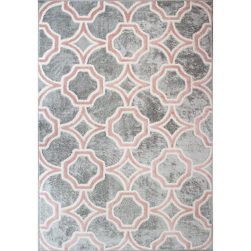Modern Grey Blush Trellis Living Room Rug