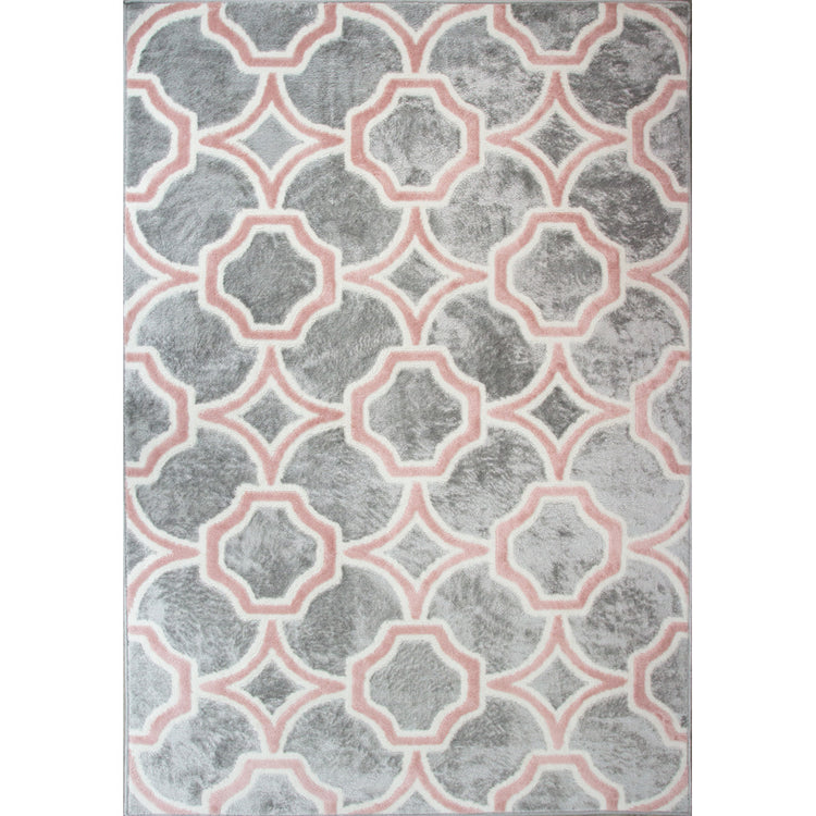 Modern Grey Blush Trellis Living Room Rug
