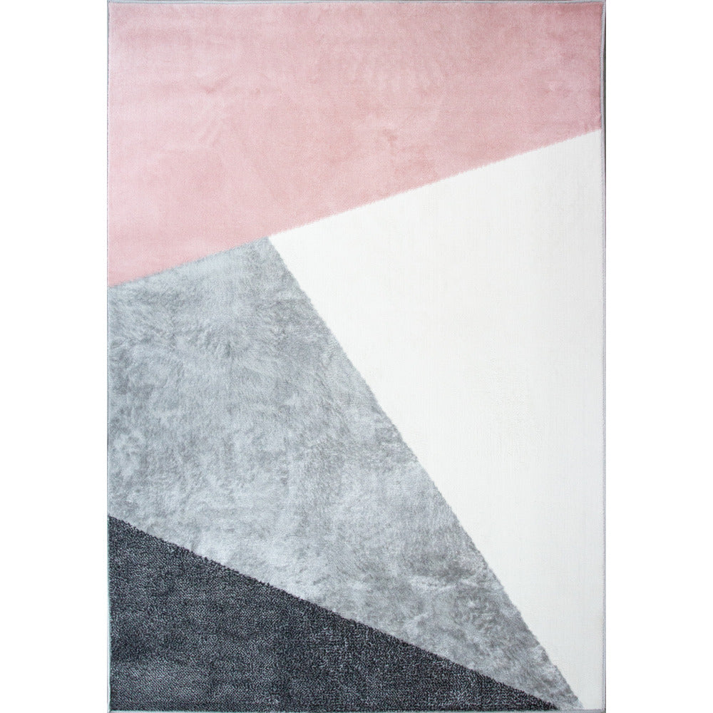 Pink Abstract Geometric Living Room Rug