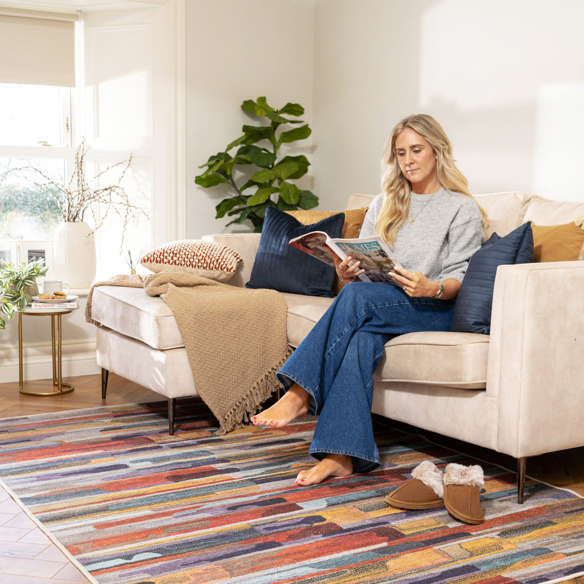 Washable Vibrant Abstract Rug - Blur