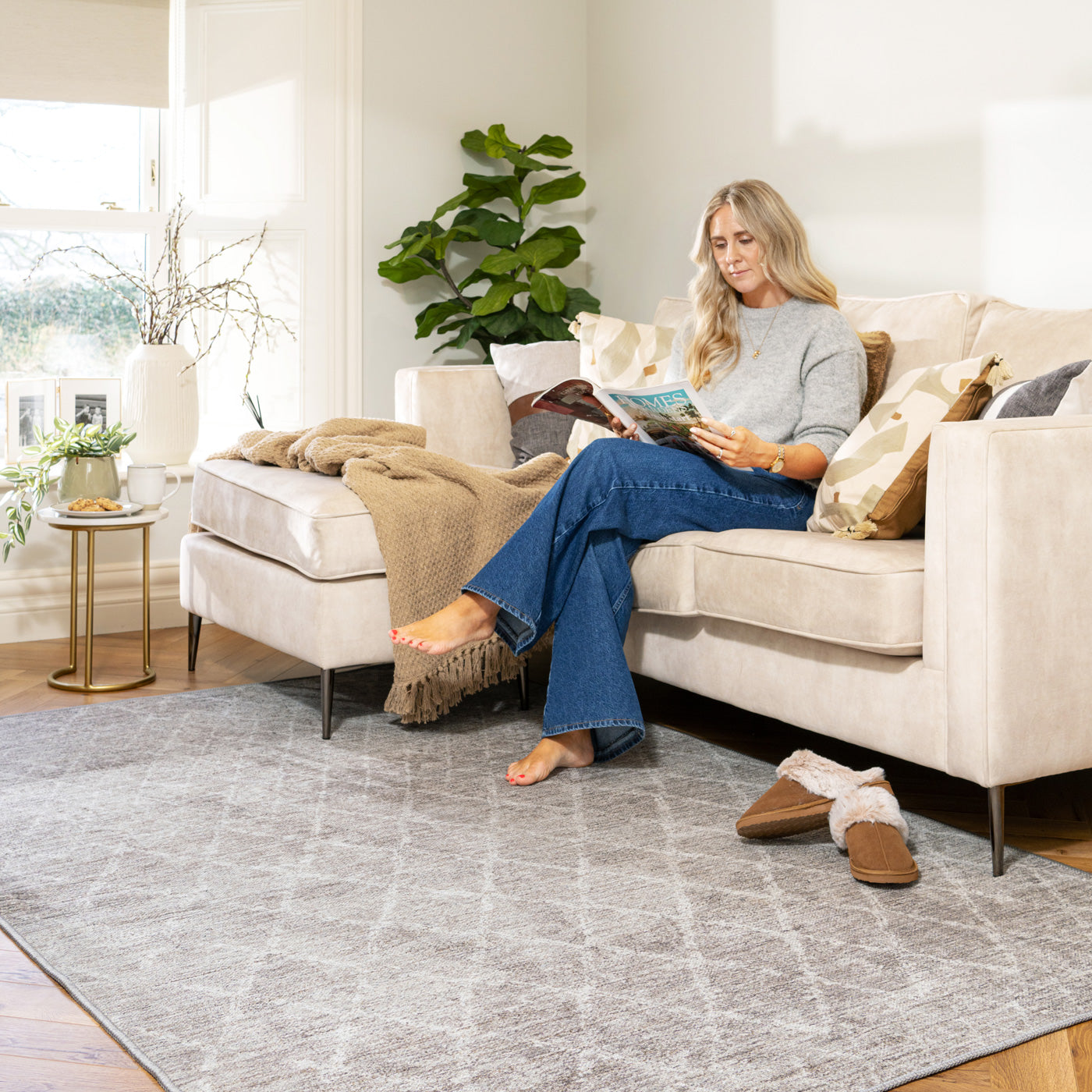 Simple Greige Rug Washable Greige Berber Rug - Brindle | Living Room Rugs | Kukoon Rugs ...