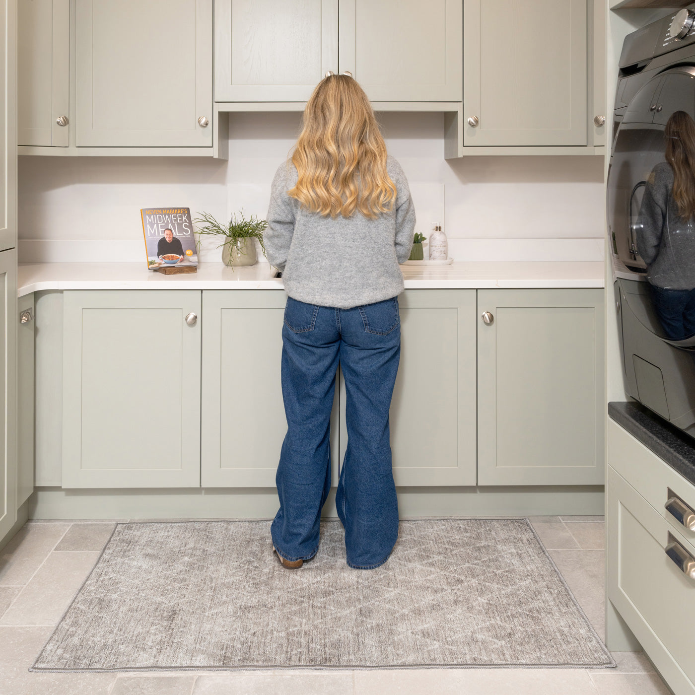 Washable Grey Kitchen Mat - Brindle