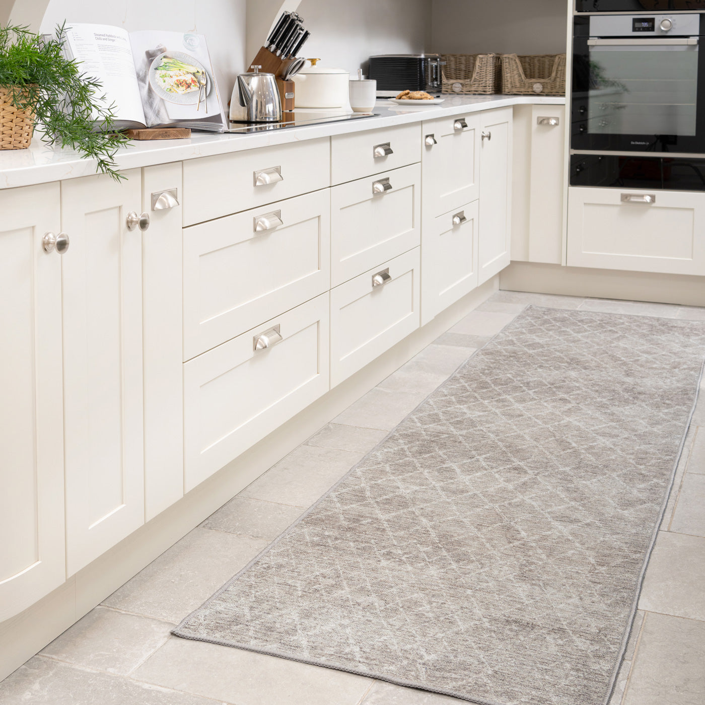 Washable Greige Berber Runner - Brindle