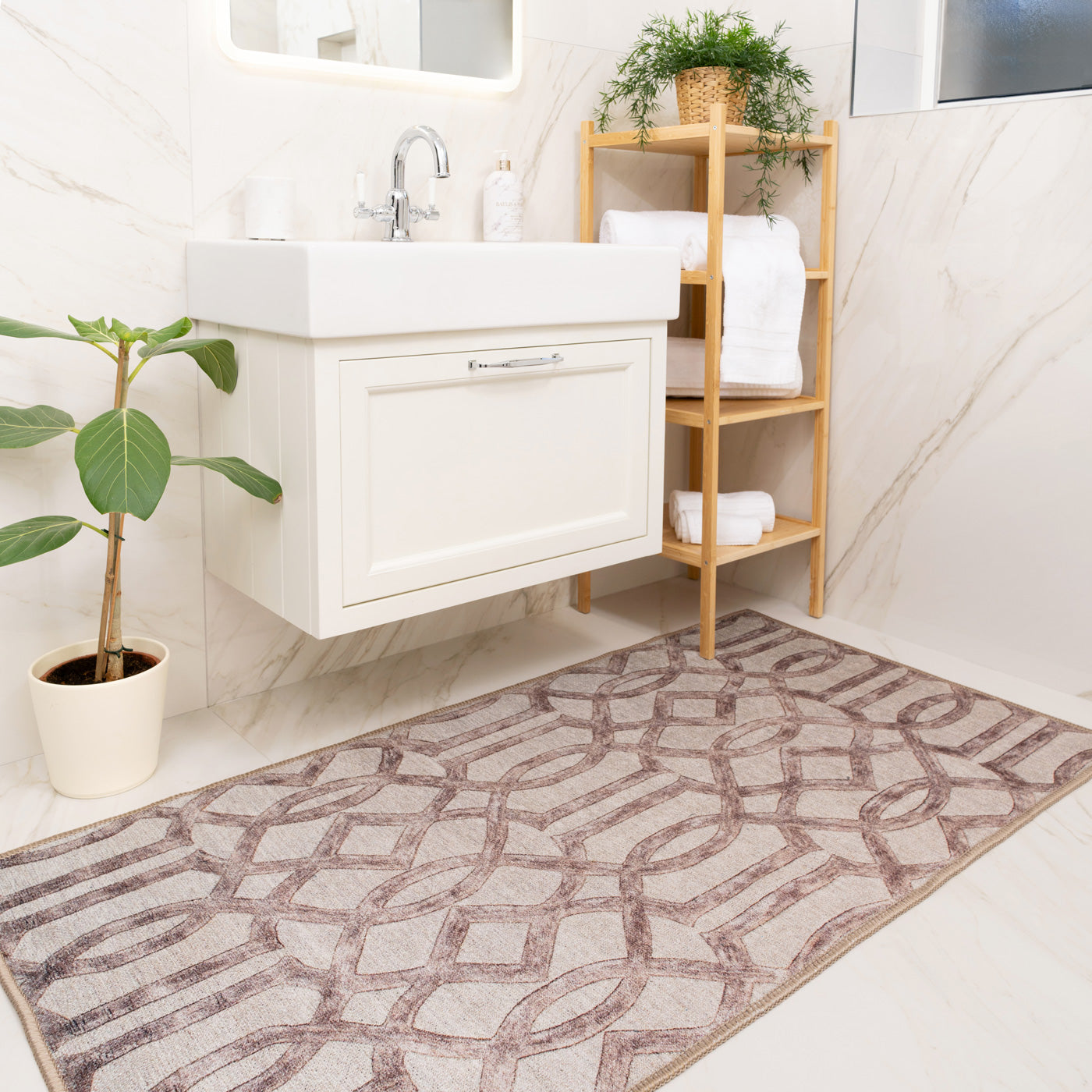 Washable Neutral Geometric Rug - Burrow
