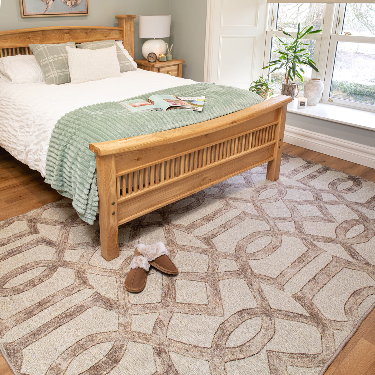 Washable Neutral Geometric Rug - Burrow