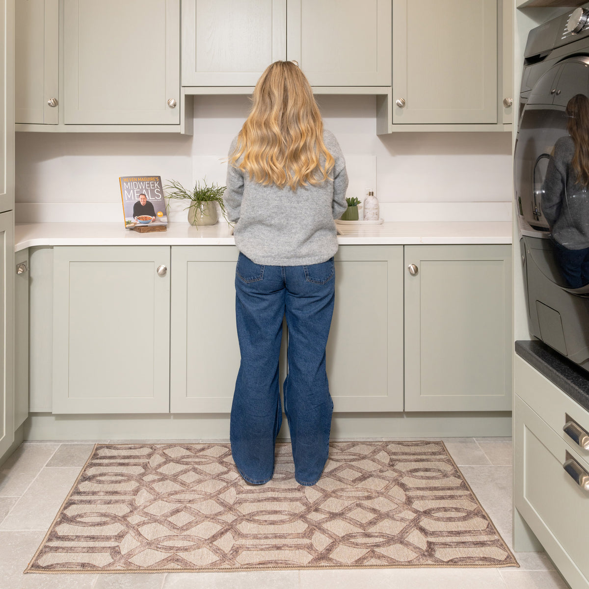 Washable Neutral Geometric Rug - Burrow