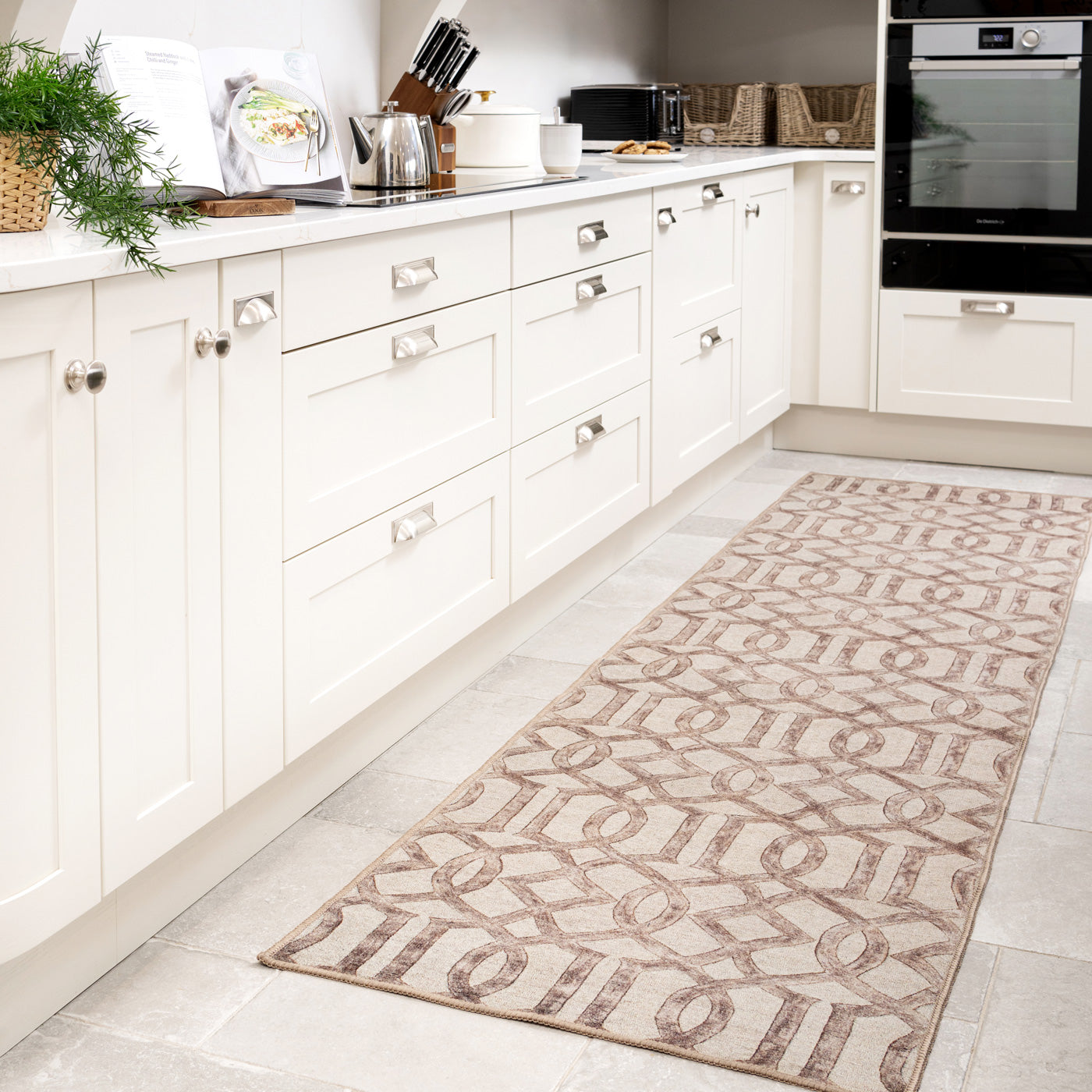 Washable Neutral Geometric Runner - Burrow