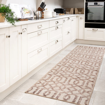 Washable Neutral Geometric Runner - Burrow