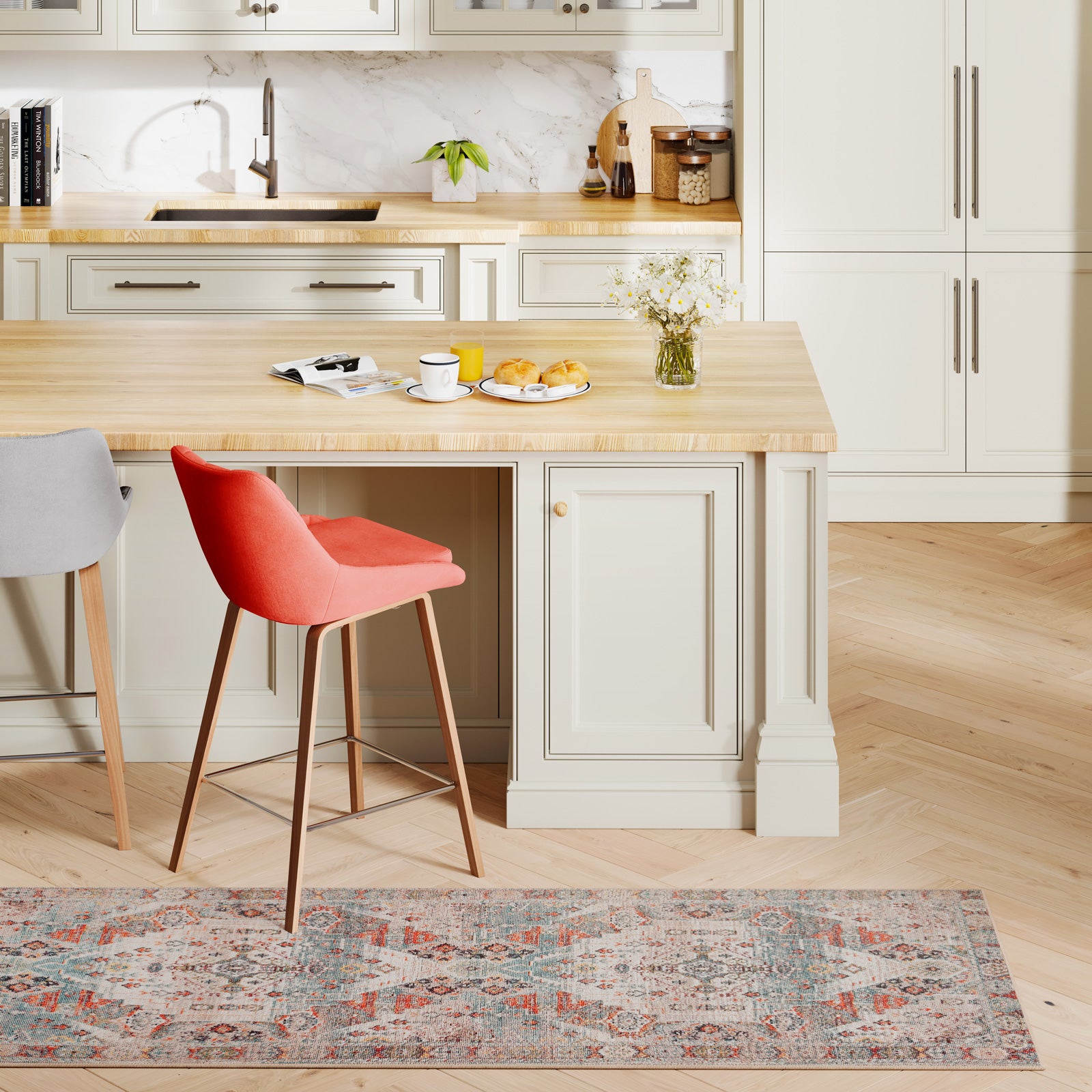 Traditional Medallion Washable Runner - Hue