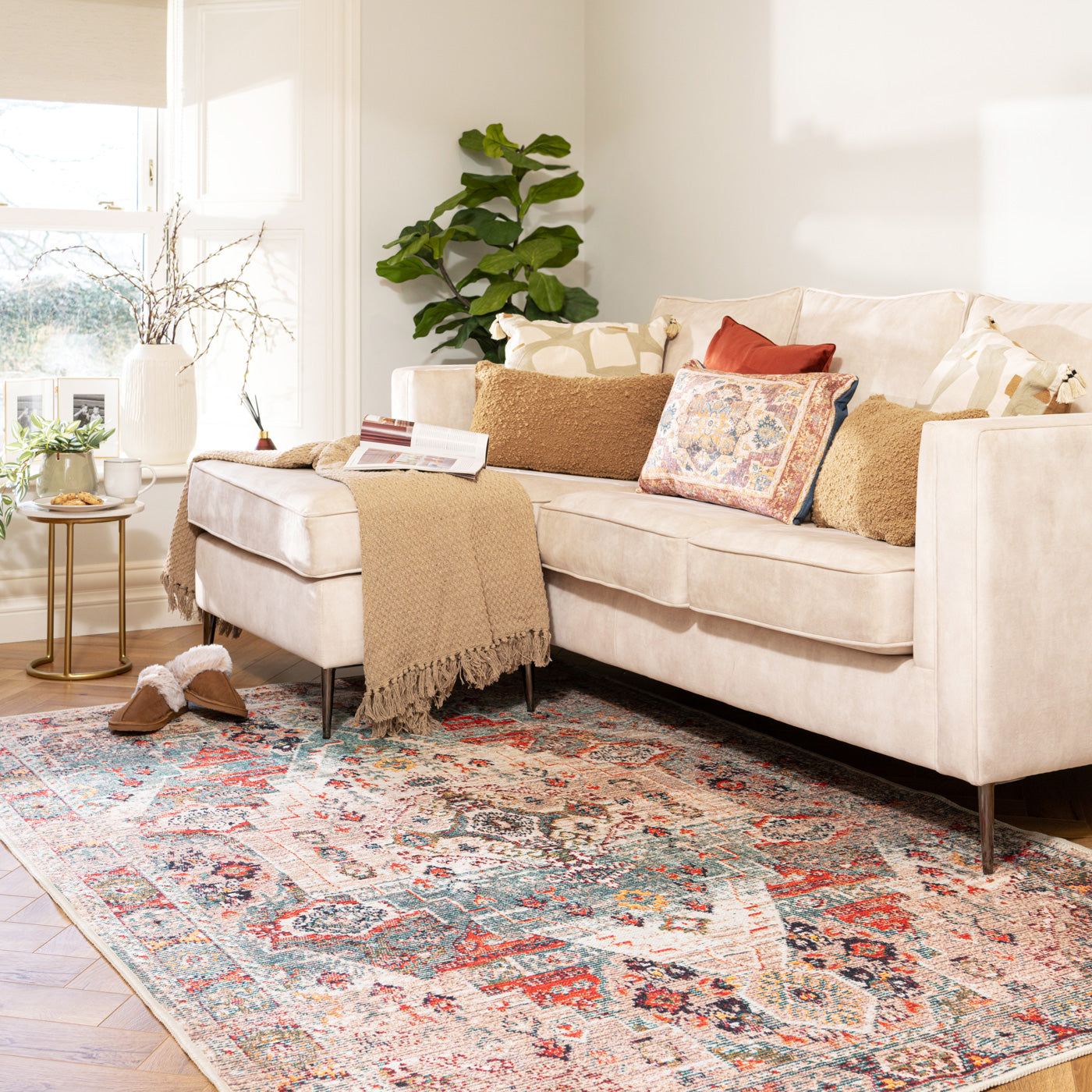 Traditional Medallion Washable Rug - Hue