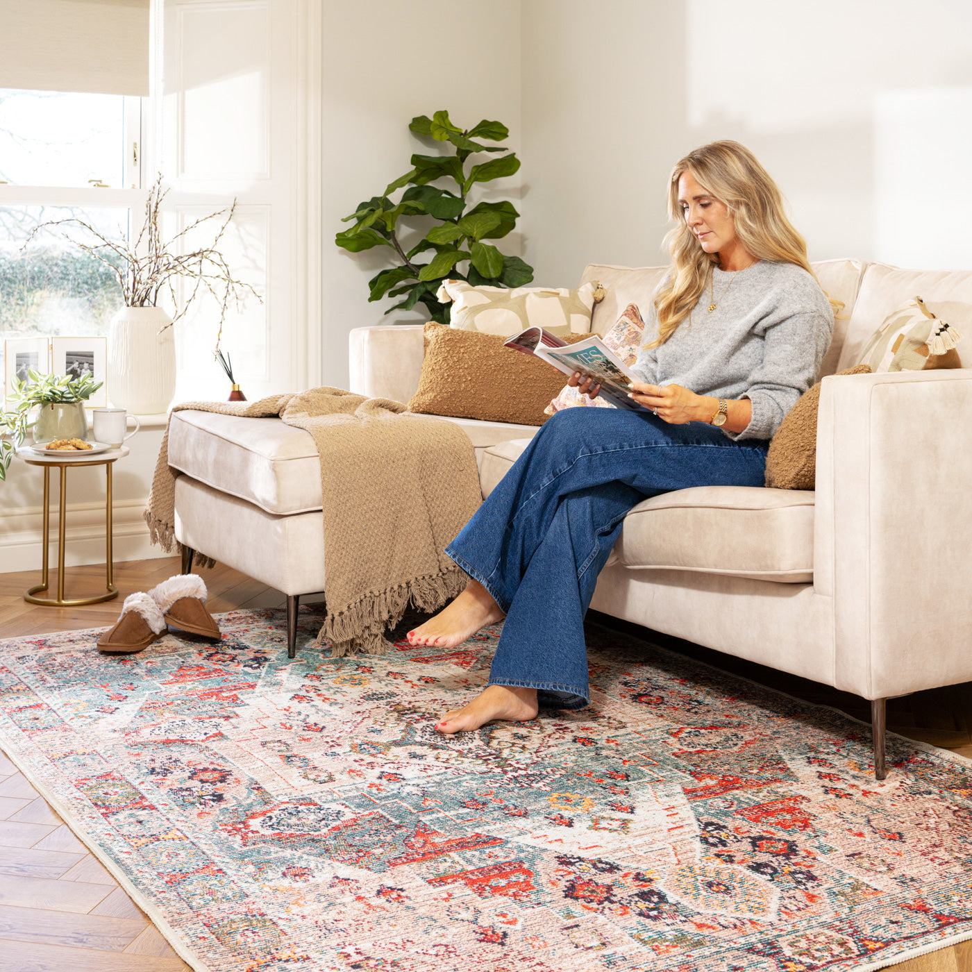 Traditional Medallion Washable Rug - Hue