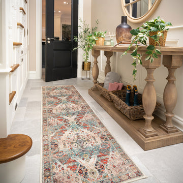 Traditional Medallion Washable Runner - Hue