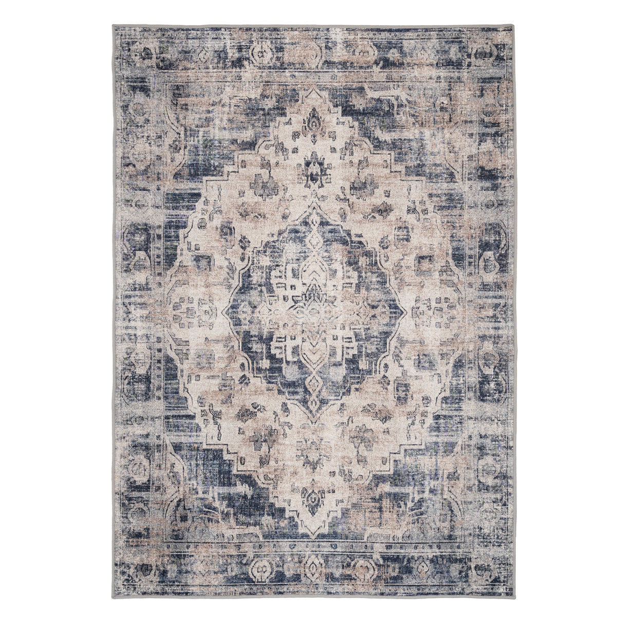 Washable Blue Traditional Rug - Kith – Kukoon Rugs Online