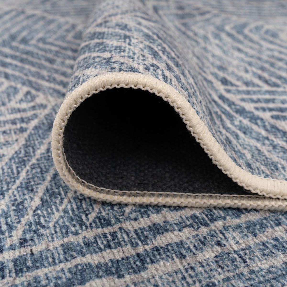Washable Blue Geometric Rug - Plato