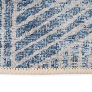 Washable Blue Geometric Rug - Plato