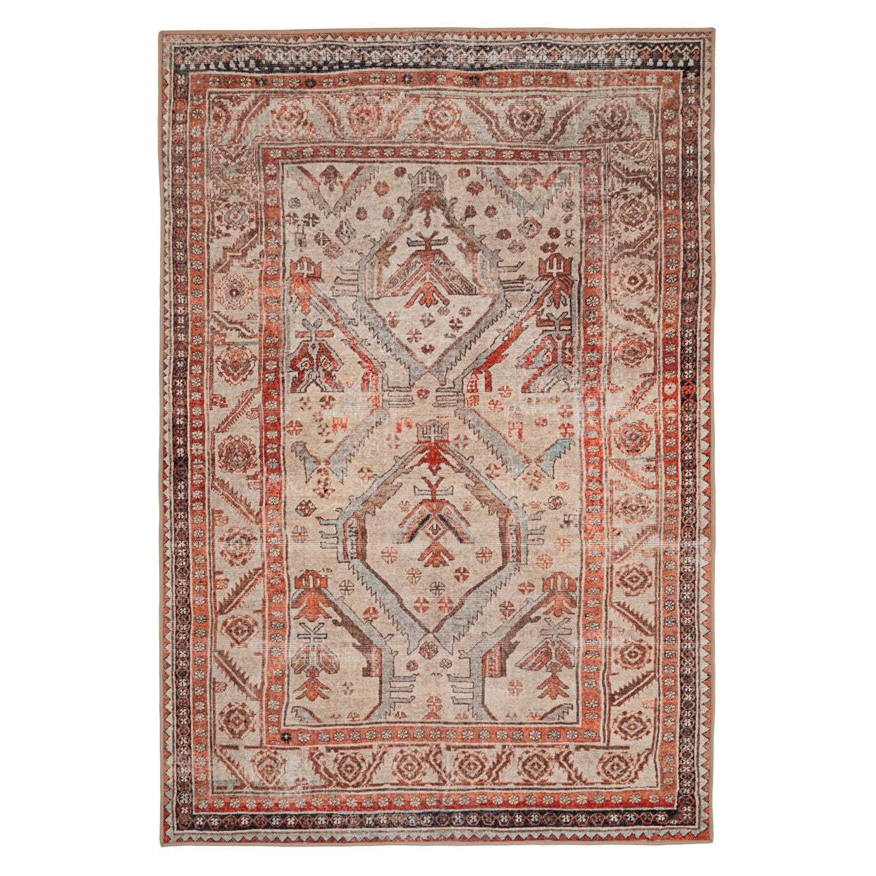 Distressed Terracotta Washable Rustic Rug - Rowe | Living Room Rugs ...