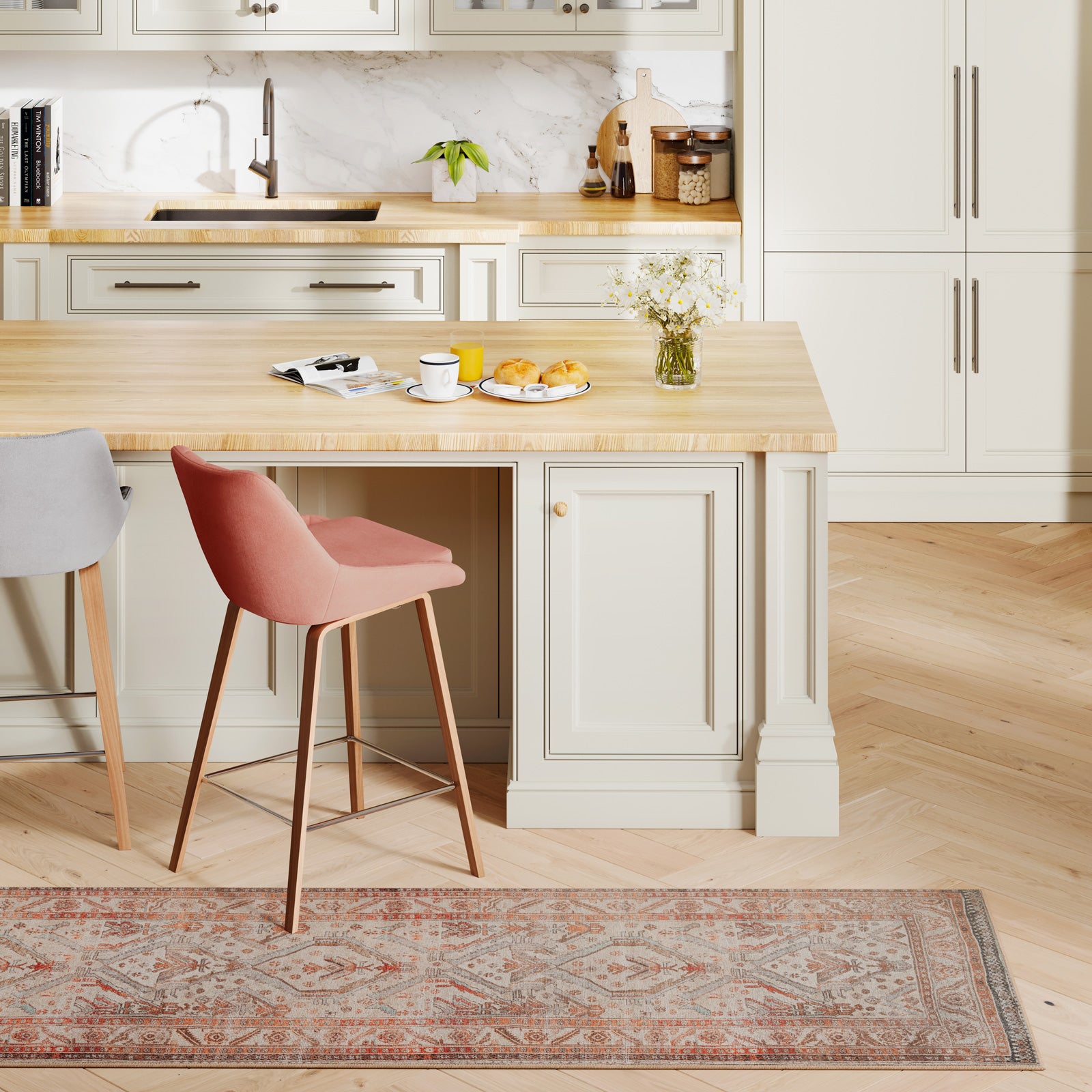 Distressed Terracotta Washable Runner - Rowe