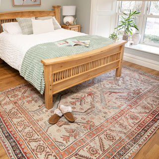 Distressed Terracotta Washable Rustic Rug - Rowe