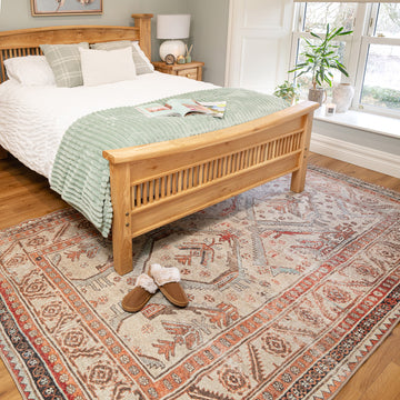 Distressed Terracotta Washable Rustic Rug - Rowe