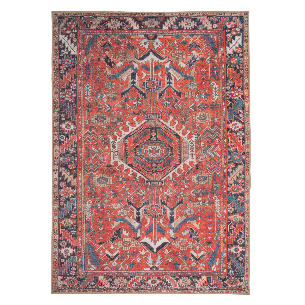 Washable Red Kazak Style Rug - Rudd | Living Room Rugs | Kukoon Rugs Online