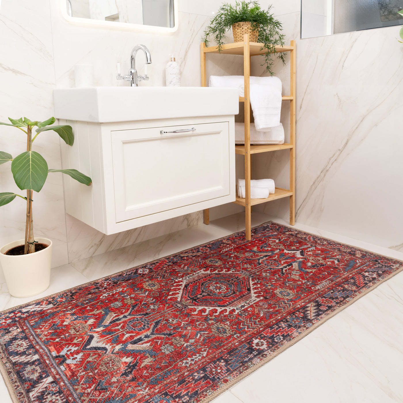 Washable Red Kazak Style Rug - Rudd | Living Room Rugs | Kukoon Rugs Online