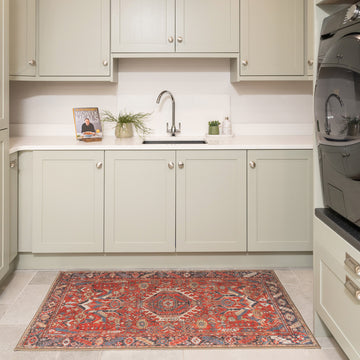 Washable Red Kitchen Mat - Rudd