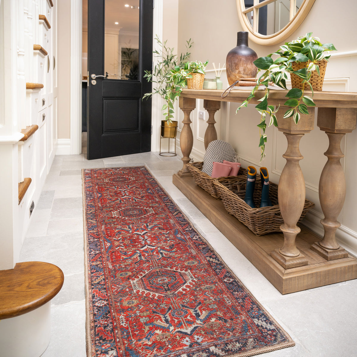 Washable Red Kazak Style Runner - Rudd