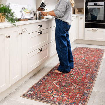 Washable Red Kazak Style Runner - Rudd