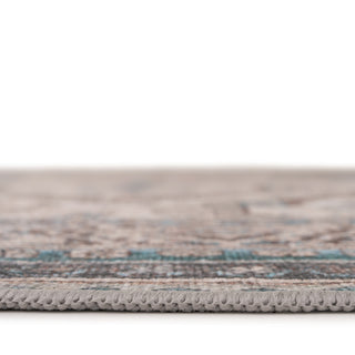 Vintage Greige Teal Washable Rug - Saxe