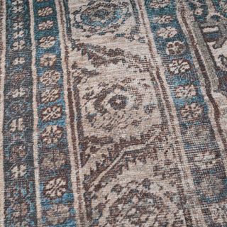Vintage Greige Teal Washable Rug - Saxe