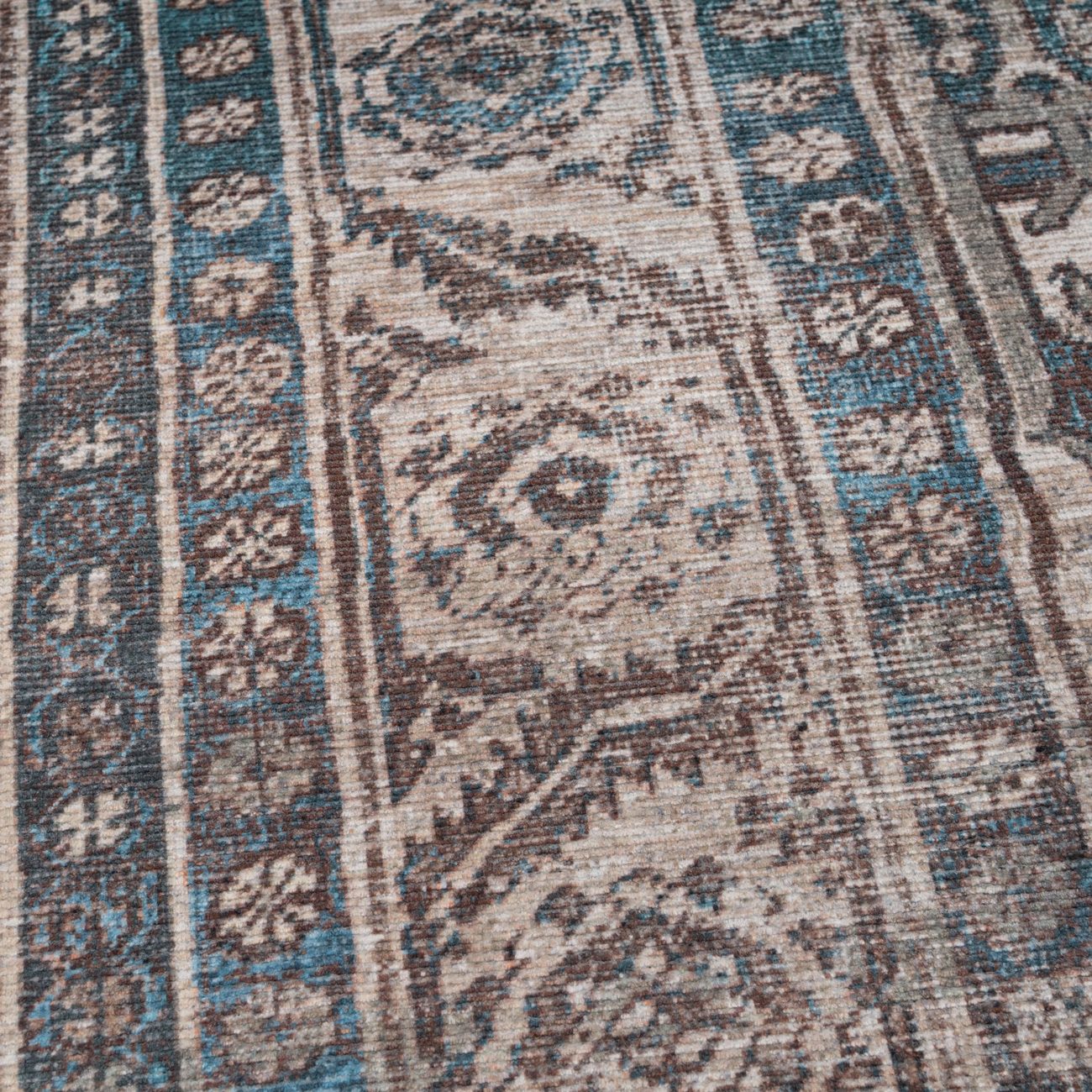 Teel Rag Vintage Greige Teal Washable Rug - Saxe | Living Room Rugs | Kukoon ...