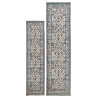 Vintage Greige Teal Washable Runner - Saxe