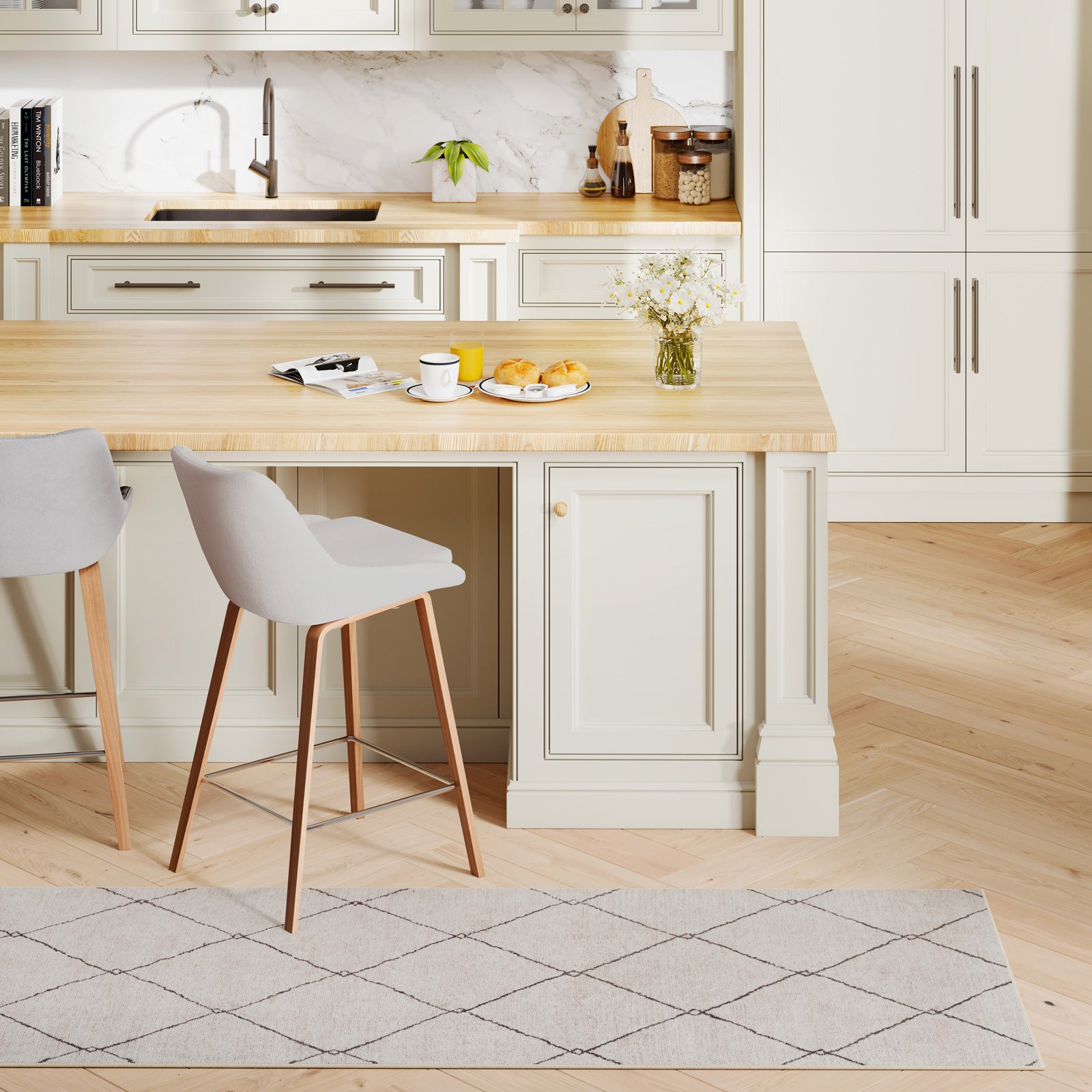 Washable Berber Trellis Runner - Sol