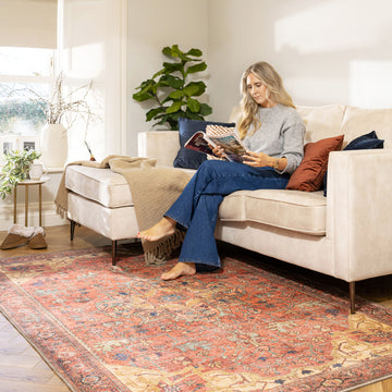 Kashan Washable Terracotta Rug - Viv