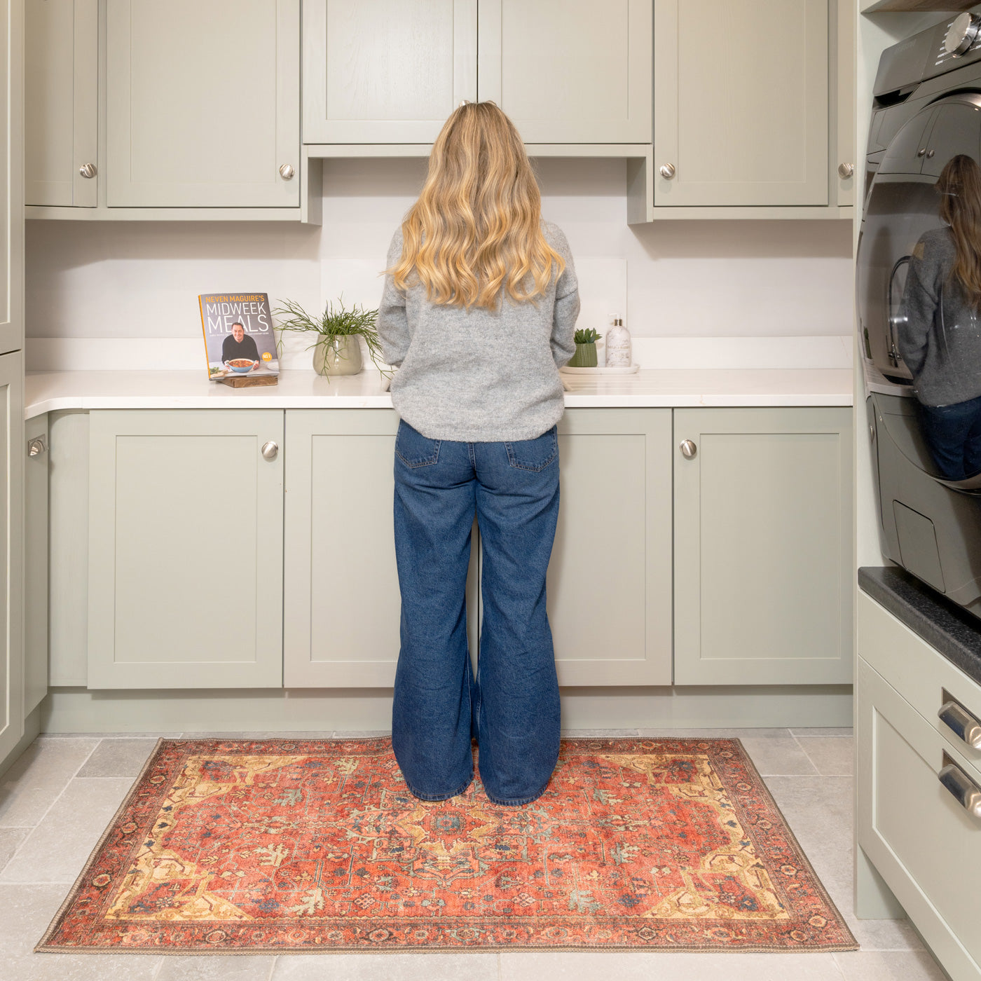 Washable Red Kitchen Mat - Viv