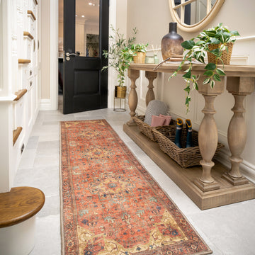 Kashan Washable Terracotta Runner - Viv