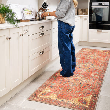 Kashan Washable Terracotta Runner - Viv