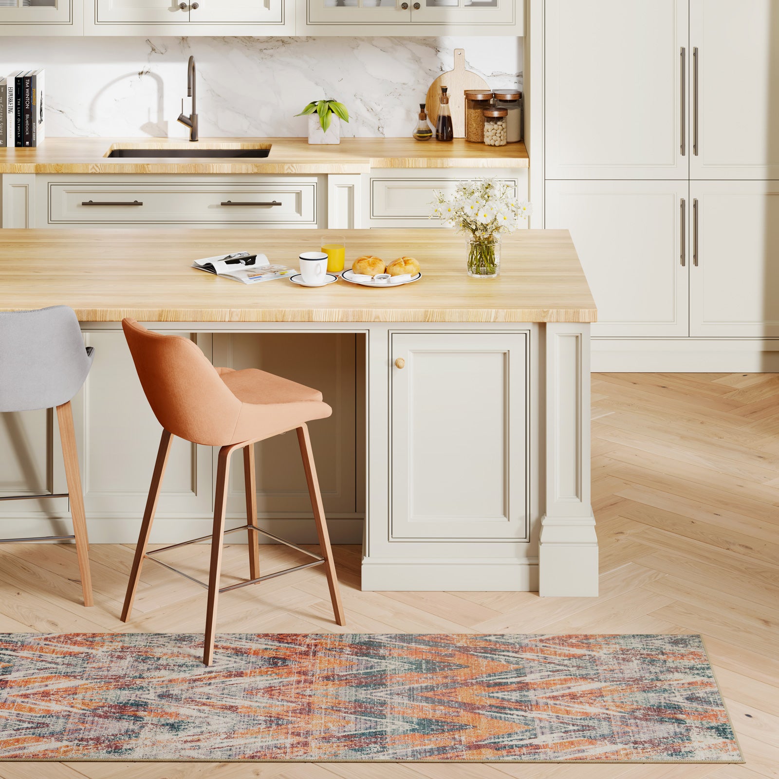 Washable Multicolour Zig Zag Runner - Ziggy