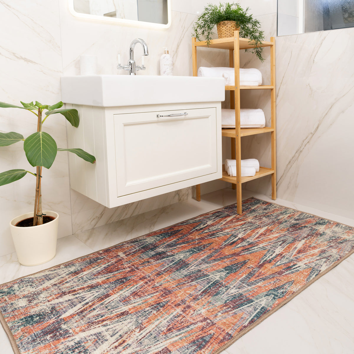 Washable Multicolour Zig Zag Rug - Ziggy
