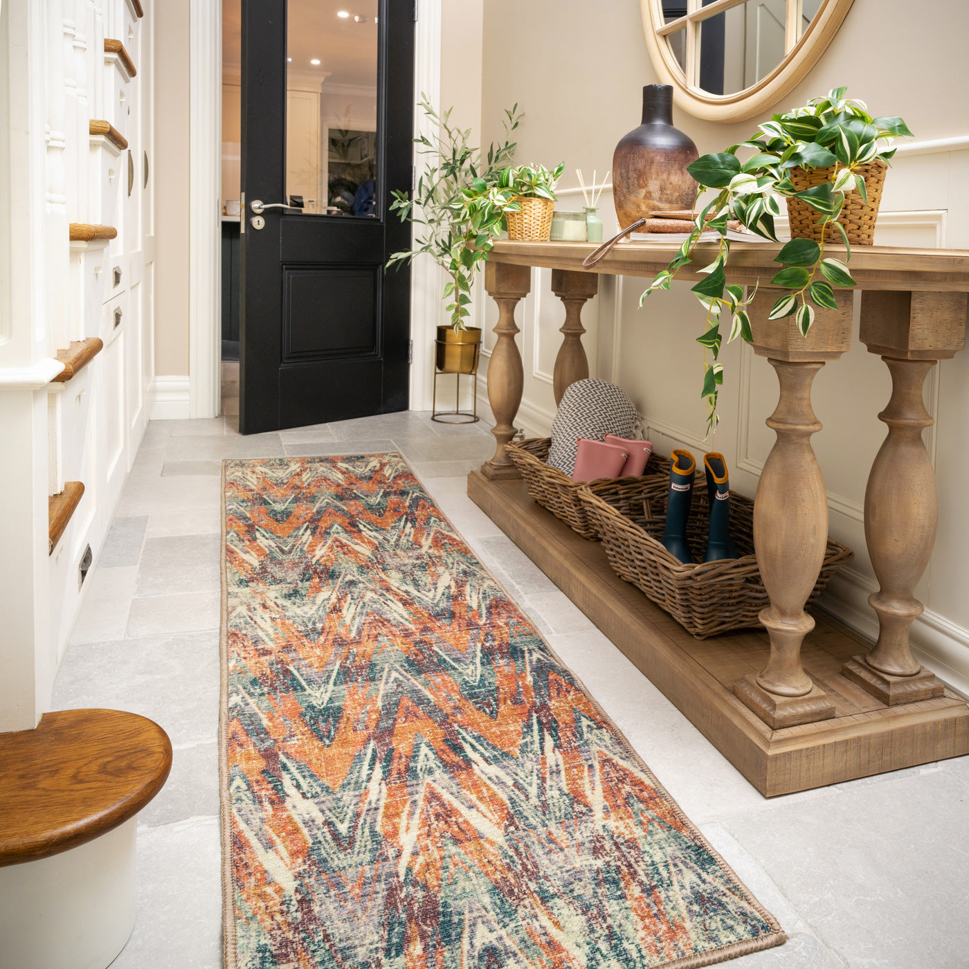 Washable Multicolour Zig Zag Runner - Ziggy