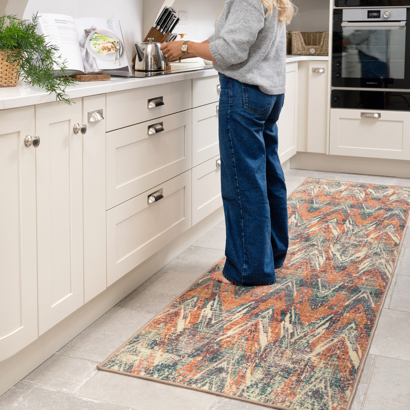 Washable Multicolour Zig Zag Runner - Ziggy