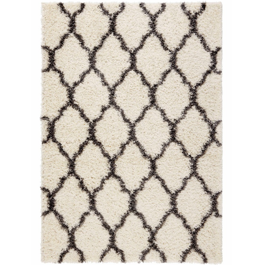 Cream Moroccan Trellis Shaggy Rug