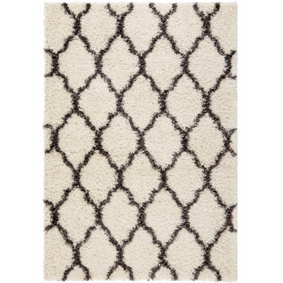 Cream Moroccan Trellis Shaggy Rug