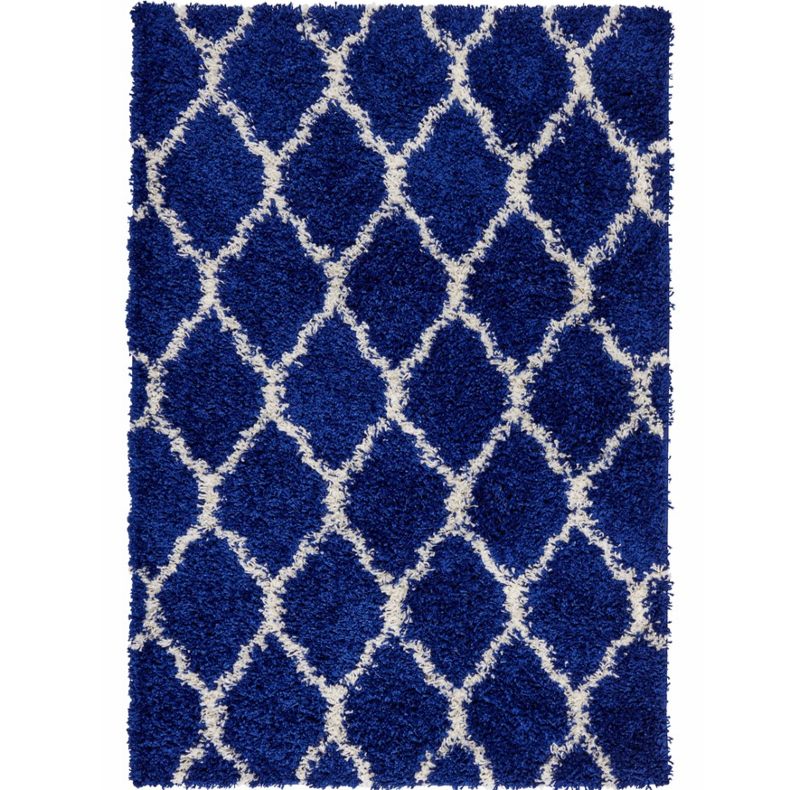 Navy Moroccan Trellis Shaggy Rug
