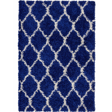 Navy Moroccan Trellis Shaggy Rug