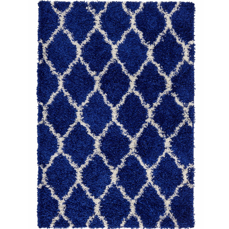 Navy Moroccan Trellis Shaggy Rug