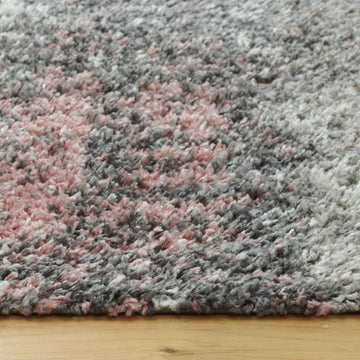 Blush Distressed Textured Shaggy Rug