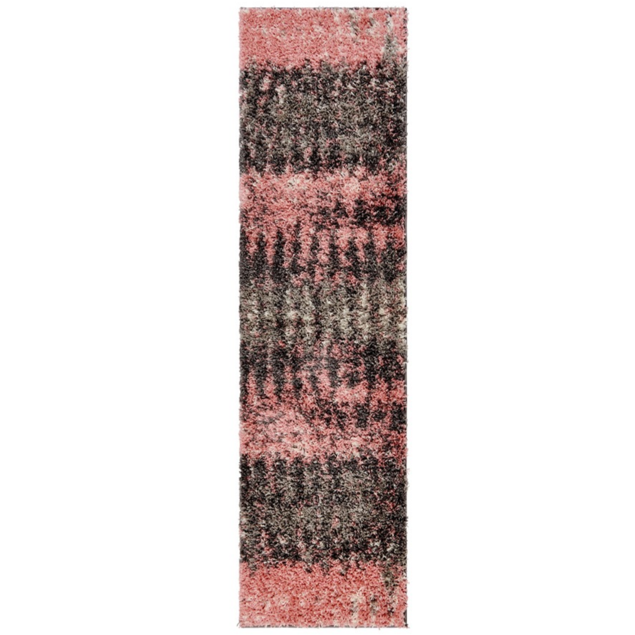 Blush Distressed Textured Shaggy Runner Rug