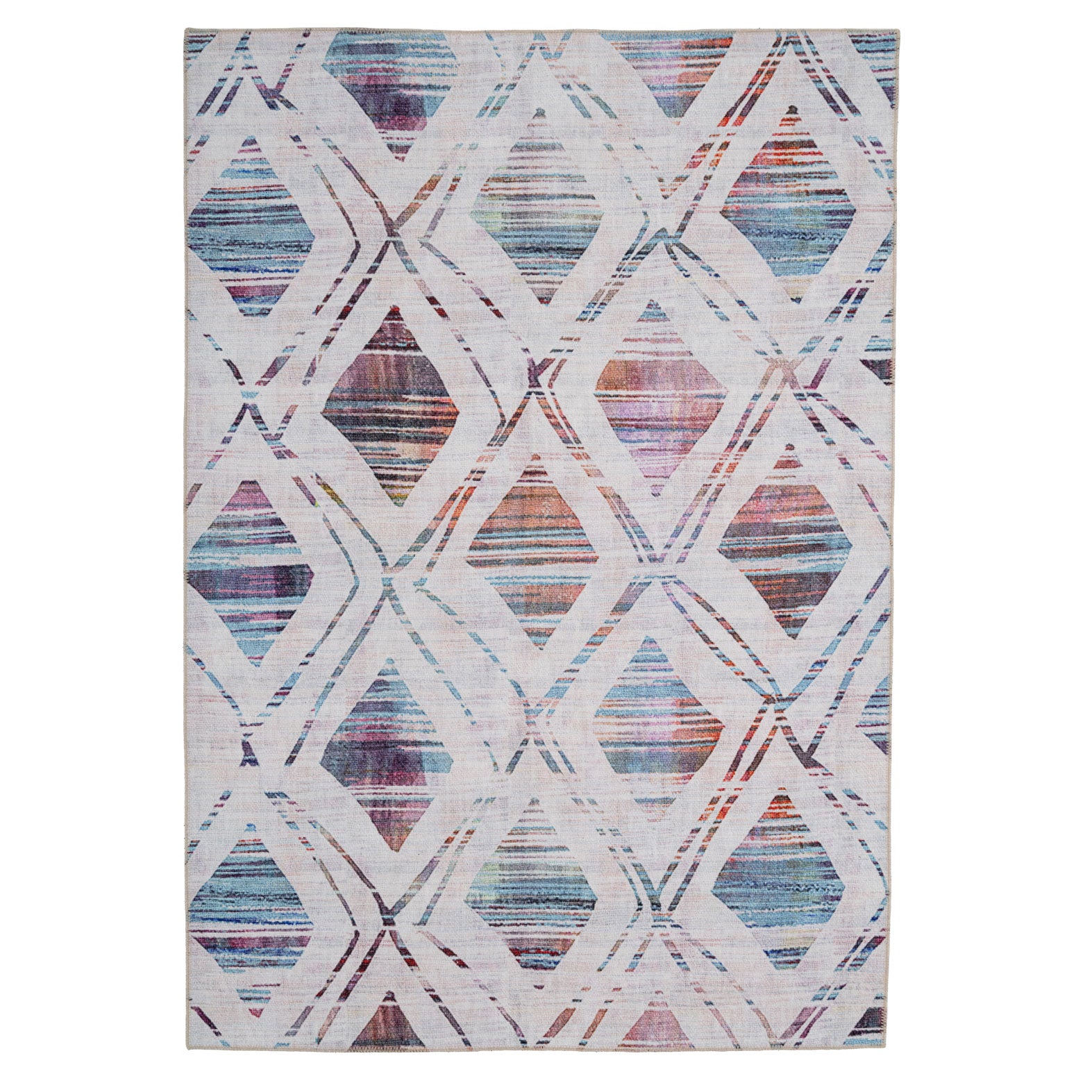 Multicolour Diamond Washable Designer Rug Amulet Living Room Rugs Kukoon Rugs Online